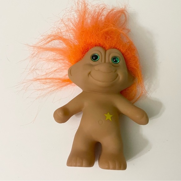 Vtg Troll Doll with Orange Hair and Floral Dress - Picture 13 of 16